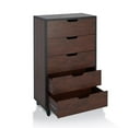 thumbnail image 7 of Bowery Hill Wood 5-Drawer Chest with Casters in Vintage Walnut, 7 of 7