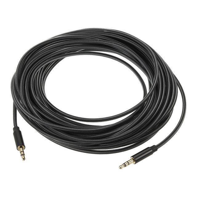 3.5mm Auxiliar Cable Macho a Macho Auxiliar Audio Cable HiFi Auriculares Cable 33 Pies Nylon Trenzado para Teléfono Auriculares Altavoz Estéreo, Negro