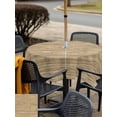 thumbnail image 5 of Outdoor Tablecloth with Umbrella Hole for Patio/Picnic/Party/Camping, Retro Yellow Waterproof Table Cloth Square Cover Washable, Country Farmhouse Abstract Minimalist Texture (54"x 54"), 5 of 8