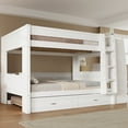 thumbnail image 3 of Harper & Bright Designs Full Size Bunk Bed with Desk and Storage, Space-Saving Wooden Bunk Bed with Bookshelves & Trundle, White, 3 of 10