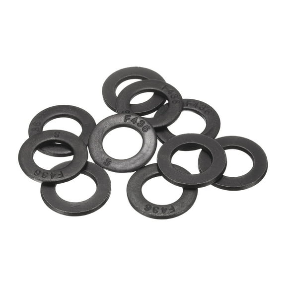 10 Pcs 3/4" Black Flat Washers, 37mm Outer Diameter, 45 Steel Metal Washer for Screws and Bolts