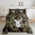 thumbnail image 2 of Feelyou Rustic Deer Print Queen Comforter Set, Branches Plant Botanical Bedding Sets, Green Lodge Cabin Reversible Bedding Comforter Set, Microfiber Bedroom Decor, 3 Pieces, 2 of 8
