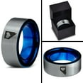 thumbnail image 4 of Tungsten Nevada The Silver State Heart Band Ring 8mm Men Women Comfort Fit Blue Flat Cut Brushed Gray Polished, 4 of 4