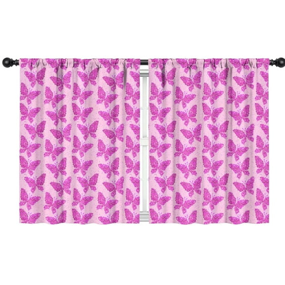 Blackout Kids Curtains,Pink Butterfly Pattern Childrens Insulated Curtains Set Of 2,Bedroom Essentials,Toddler Room Decor 42"x54"