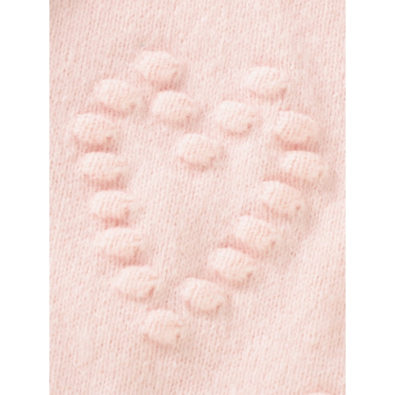 Bagilaanoe Little Girl Knitted Sweater Long Sleeve Heart Pattern