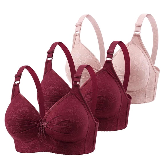 VISALY Womens Bralettes Seamless Bras 3 Pack Sports Bras For Women 2024 Comfortable V Neck No Underwire Bra Adjustable Strap Breathable Soft Bras Padded Bra Comfortable Bras Bras For Women Beige L