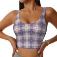 thumbnail image 2 of Lsque Purple Floral Gingham Check Plaid Printed Women'S Sports Bra, Compression, Moisture Wicking, High-Impact Sports Bra For Women,Supportive sports bra-Large, 2 of 9