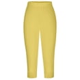 thumbnail image 4 of Gaukiv Womens Lace Trim Capris Stretch Fit Cropped Leggings Yellow 2XL, 4 of 6