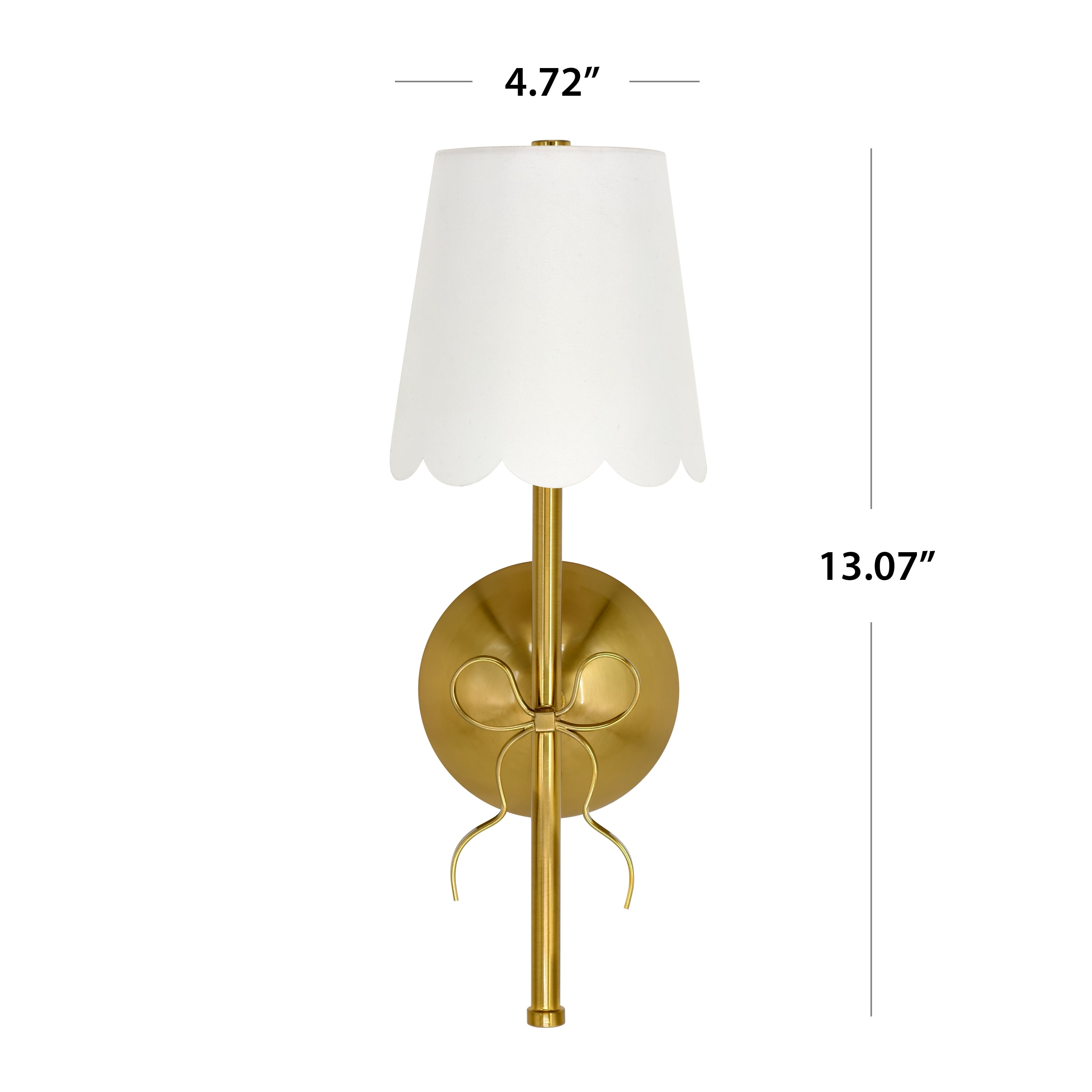 Home Decor Collection Sterling & Noble Home Cordless Brass Wall Sconce with Scallop Shade and Remote, 13.07"
