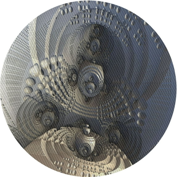 Ahgly Company Indoor Round Patterned Dark Gray Novelty Area Rugs, 6' Round