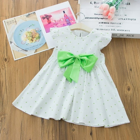 

Leutsin Toddler Kids Baby Girls Casual Bowknot Polka Dot Print Dress Party Princess