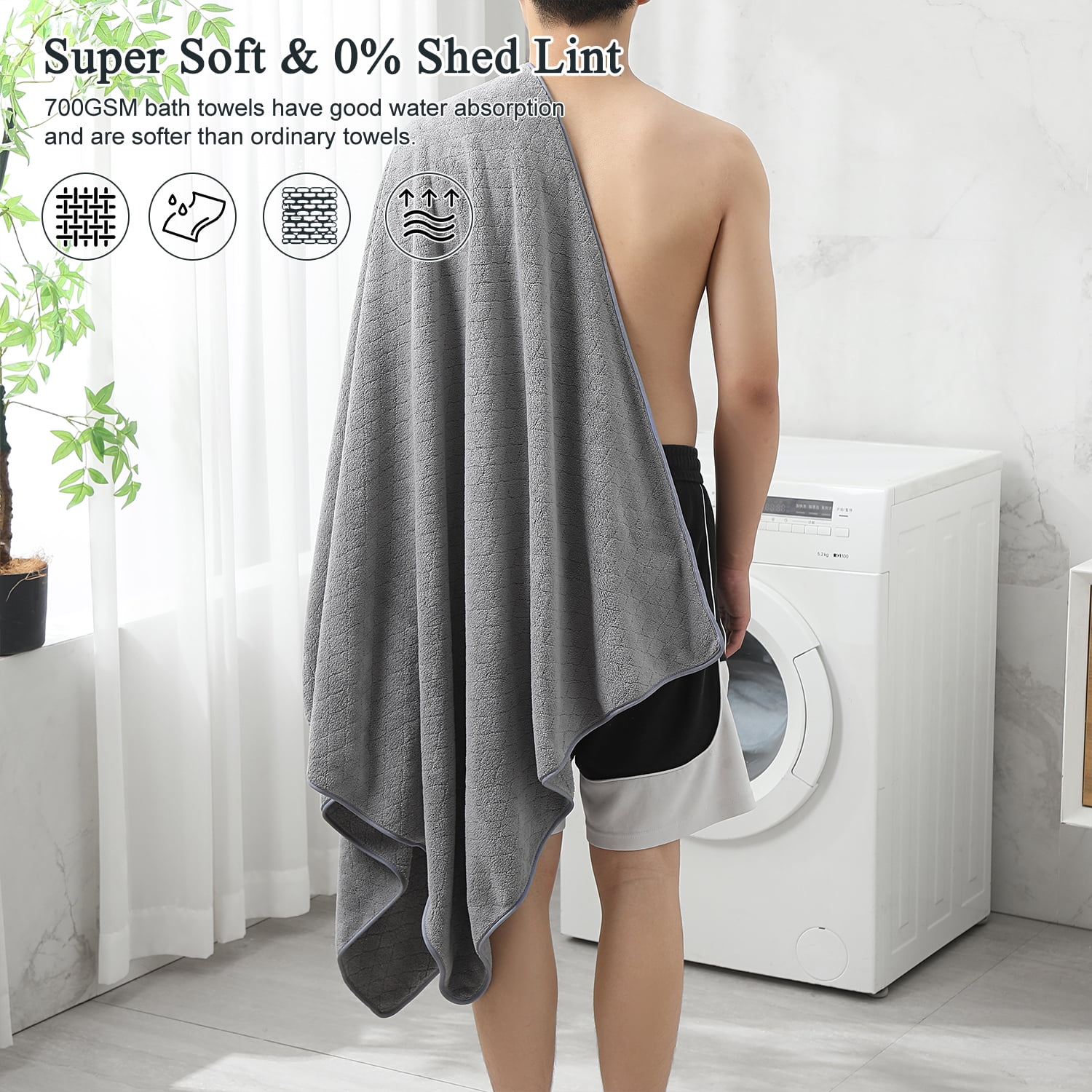 Beartech 8 Piece Microfiber Bath Towels Set - 2 Bath sheets,2 Hand Towels,4 Washcloths,Soft & Highly Absorbent Family Towels,Quick Dry & Less Lint Shower towels for Bathroom,Spa-Dark Gray