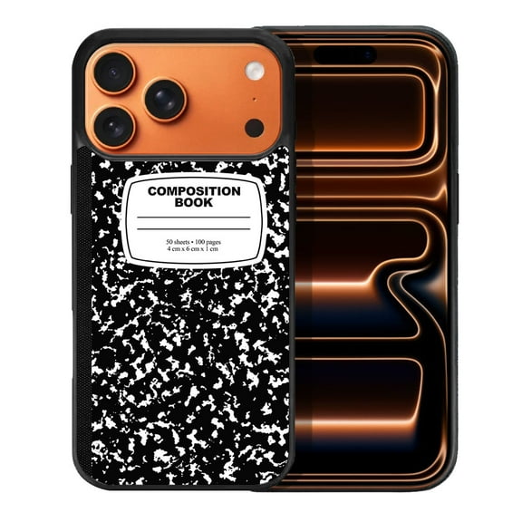 WIRESTER Shockproof Soft Rubber Cover Case for Apple iPhone 17 Pro Max 6.9" 2025, Black Composition Book