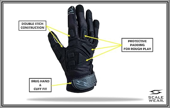 Stealth Padded Football Receiver Gloves - Battle College Lineman, Be a Villain Not a Joker with Padded Stealth Football Gloves with Elite Tacky Grip Palms, Youth, Kids, Men, Boys Small to XXL Sizes