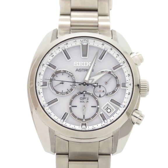 Pre-Owned Seiko Astron SBXC047 5X53-0AJ0 White Stainless Steel Dial GPS Solar... (Good)