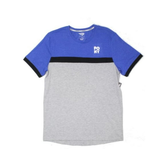 PONY T-Shirt Bleu à Manches Courtes Classique Coupe Stretch pour Hommes