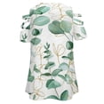 thumbnail image 5 of Watercolor Drawing Eucalyptus Leaves Womens Summer V Neck Zipper Top Short Sleeve T Shirt Off Shoulder Top Casual Classy Loose Shirts, 5 of 7