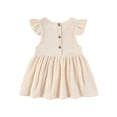 thumbnail image 6 of Zwiiyzr 2025 3M-4Y Infant Toddler Baby Dress Trendy Cute Solid Color Flying Sleeve Soft Sleeveless Button Dress Baby Girl Outfits Beige, 6 of 9