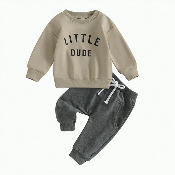 Zanarzt Baby Toddler Boys Christmas Outfit Boys Long Sleeved Trousers Suit Comfortable Soft Warm Fashionable and Casual Boys Suit Khaki,6-12 Months