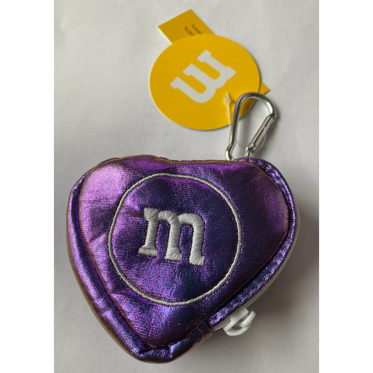 M&M's World Purple Logo Heart Coin Purse Keychain New with Tags