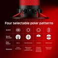 thumbnail image 5 of HyperX QuadCast - USB Condenser Gaming Microphone, for PC, PS4, PS5 and Mac, Anti-Vibration Shock Mount, Four Polar Patterns, Pop Filter, Gain Control, Podcasts, Twitch, YouTube, Discord, Red LED, 5 of 12