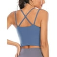 thumbnail image 7 of Cross Back Sport Bras, Padded Strappy Cross Cropped Bras for Yoga Workout Fitness Low Impact, Purple, M, 7 of 7