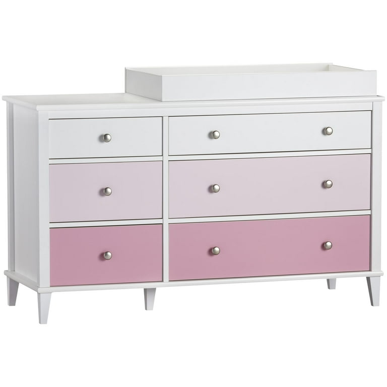 Pink changing table sales dresser