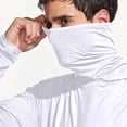 thumbnail image 4 of Men's UPF 50+ Sun Protection Long Sleeve Hooded Shirt with Mask for Spring Fall Hiking Fishing Outdoor,White,M, 4 of 7