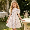 thumbnail image 5 of Tfken Soft Dresses Girls Comfy Holiday Travel Girls Floral Print Dresses Party Fashion Dailywear Short Sleeve Child Classic Clothes Size 8-9 Years, 5 of 6