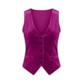 thumbnail image 7 of VEKDONE Women's Velvet Vest Deep V Neck Elegant Button Down Vest Summer Sleeveless Y2K Waistcoat Slim Fit Tunic Tops Hot Pink L, 7 of 7