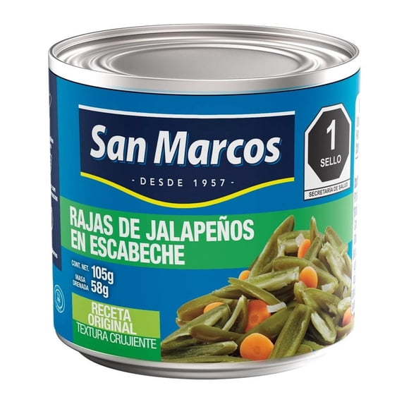 Rajas verdes San Marcos de chile jalapeño en escabeche 105 g