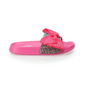 JoJo Siwa Girls' Soccer Slide Sandals - Hot Pink Bow/Gold Glitter Size 4