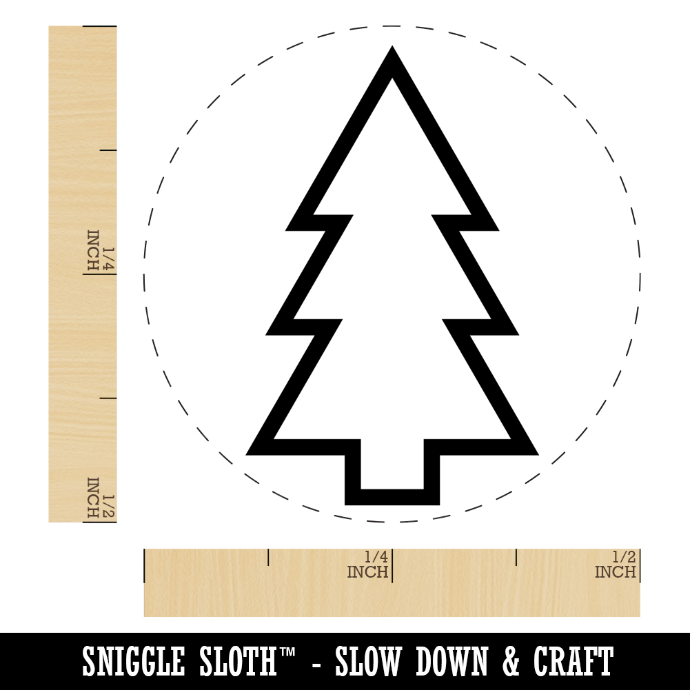 Pine Tree Outline Self-Inking Rubber Stamp Ink Stamper - Dry Pad (No Ink) - Mini 1/2 Inch