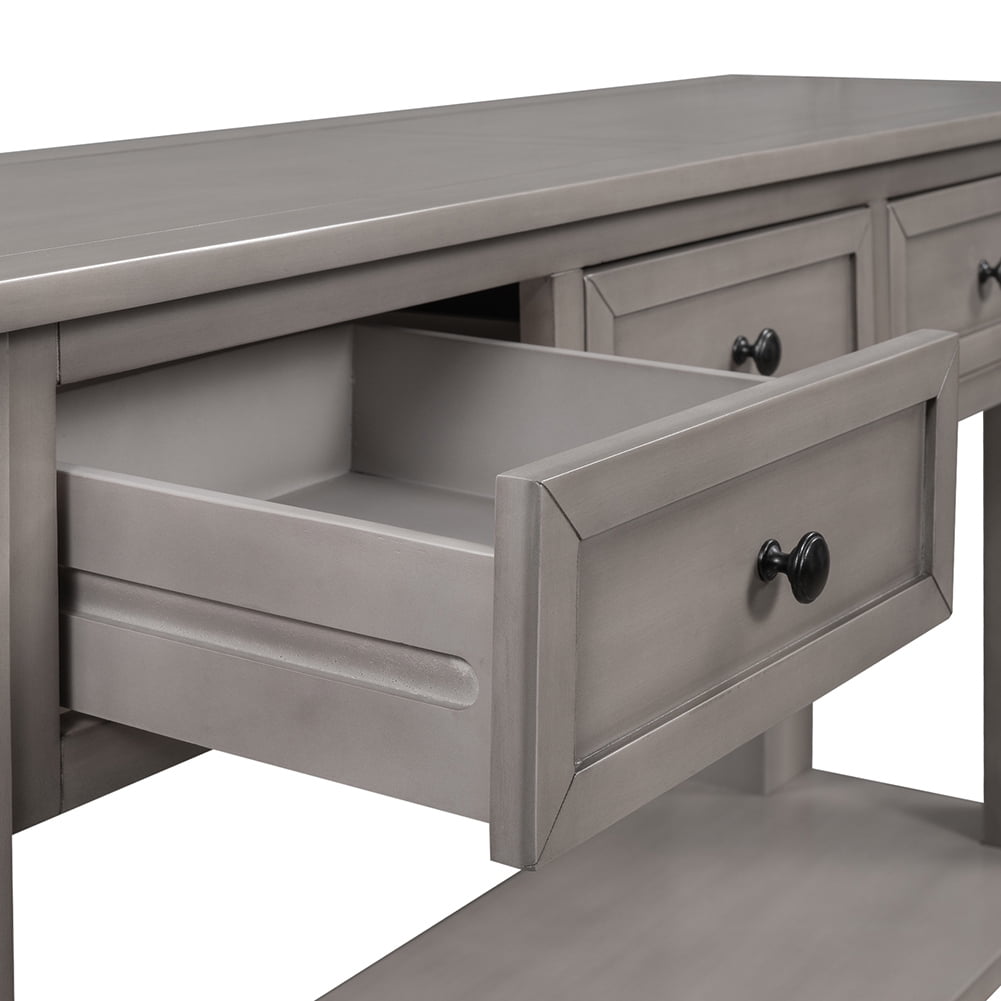 Canddidliike 3 Drawers Console Table Storage Shelves for Entryway Accent Furniture Gray