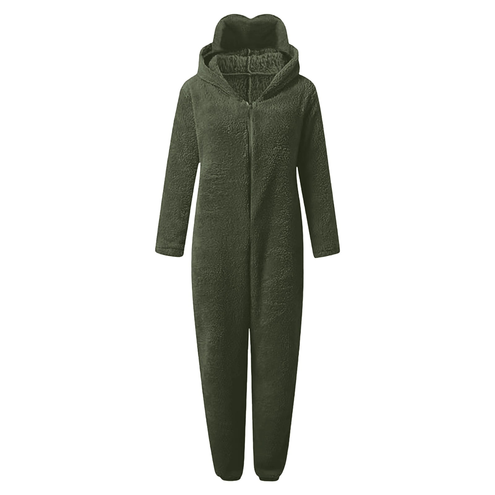 YunPes Kids Fleece Onesie for Girls Long Sleeve Zip-Front Plush Animal Jumpsuit Fuzzy Furry Sherpa Suits Cute Bear Hooded Romper
