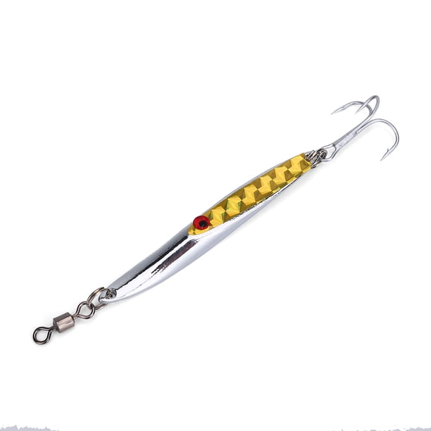 Señuelos de lentejuelas de metal para lubina, cuchara dura, cebo, jig, anzuelo artificial (amarillo, 28 g)