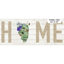 18.5" X 44" Panel Illinois Pannel America Midwest Map Travel My Home State Cotton Fabric Panel (DP23142-10)