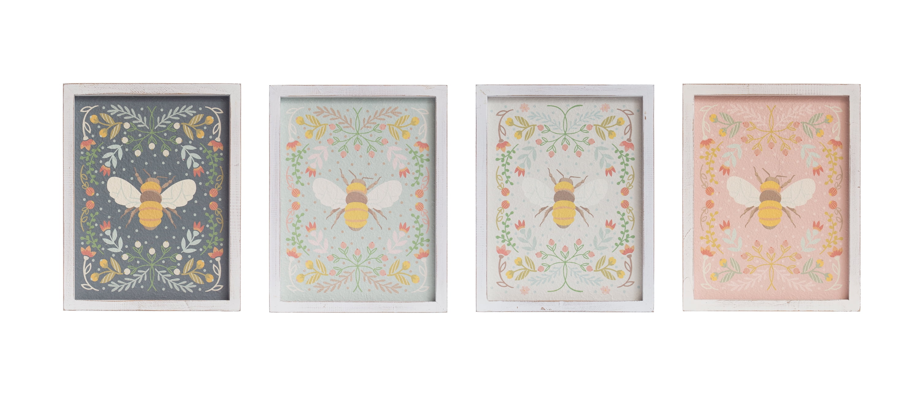 Creative Co Op 16 H Florals Bee Wood Wall Daƒƒa A C Cor Set Of 4 Styles Walmart Com Walmart Com