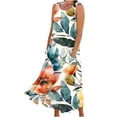 thumbnail image 2 of FcBaudy Robe Sans Manches à Col Rond, Robes d'Été pour Femmes, Robes pour Femmes Robe Longue Sans Manches en Lin Imprimée avec Poche, 2 of 5