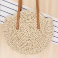 thumbnail image 5 of Bolso de hombro de paja para mujer, bolsa de playa hecha a mano, redonda, grande, ahuecada, Simple y a la moda, 5 of 5