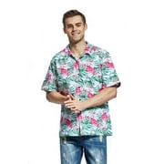 Men's Hawaiian Shirt Aloha Shirt Christmas Shirt Flamingo in Love White