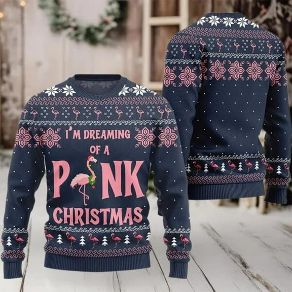 2025 I’m Dreaming Of Pink Christmas Flamingo Christmas Sweater