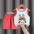 thumbnail image 2 of Nwiuh Toddler Boys 2 PCS Tank Top and Shorts Set Cotton Sleeveless Shirts and Shorts Summer Outfits (Watermelon Red, 4-5 Years), 2 of 4