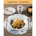 thumbnail image 3 of 13 Inch Round Placemats Set of 4, Thanksgiving Fall Non Slip Heat Insulation PP Table Mats, Blue White Pumpkin Leaves Wooden Grain Washable Place Mats for Kitchen Dining Party Table Decor, 3 of 7