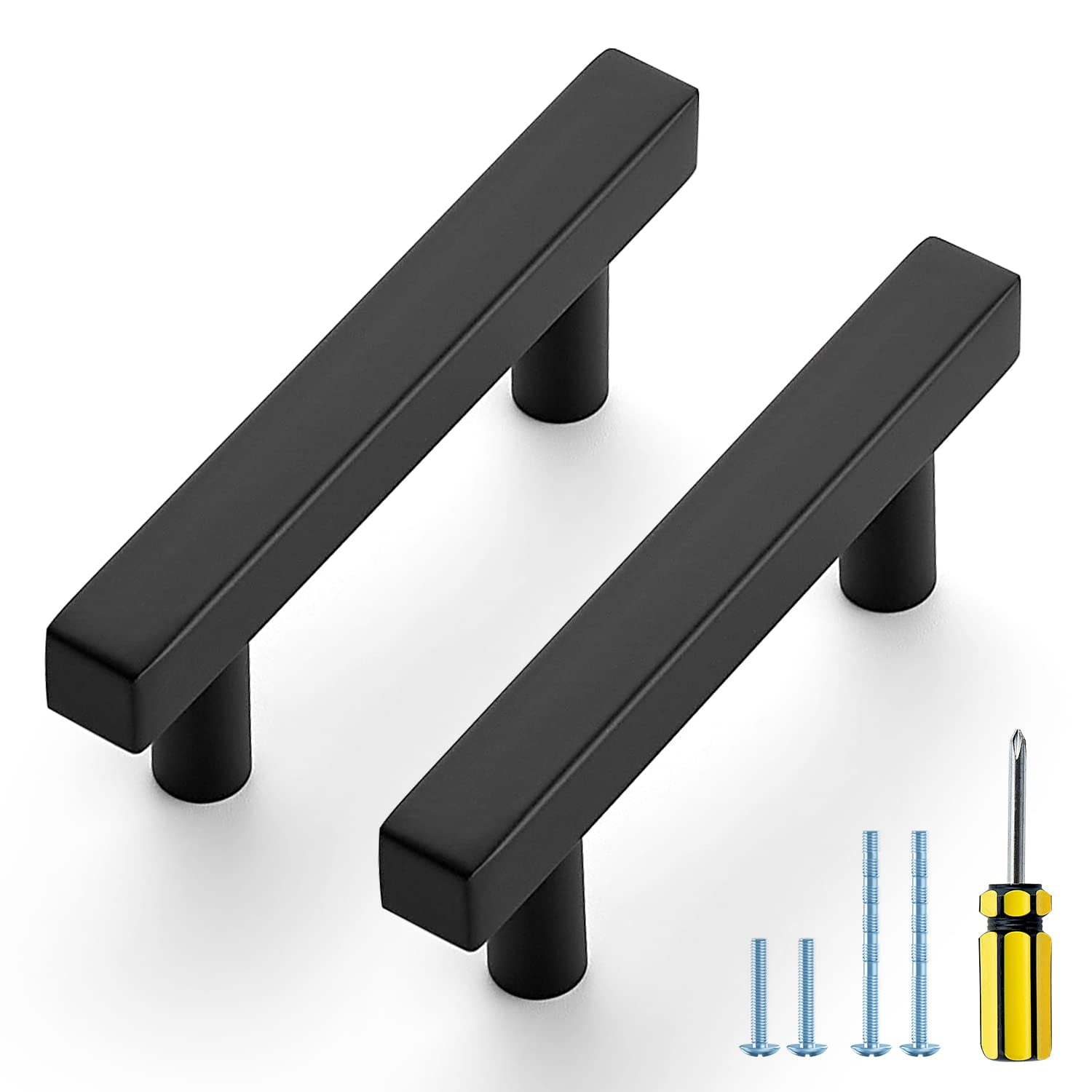 Black Handles 20 Pack 21/2 inch Matte Black Square