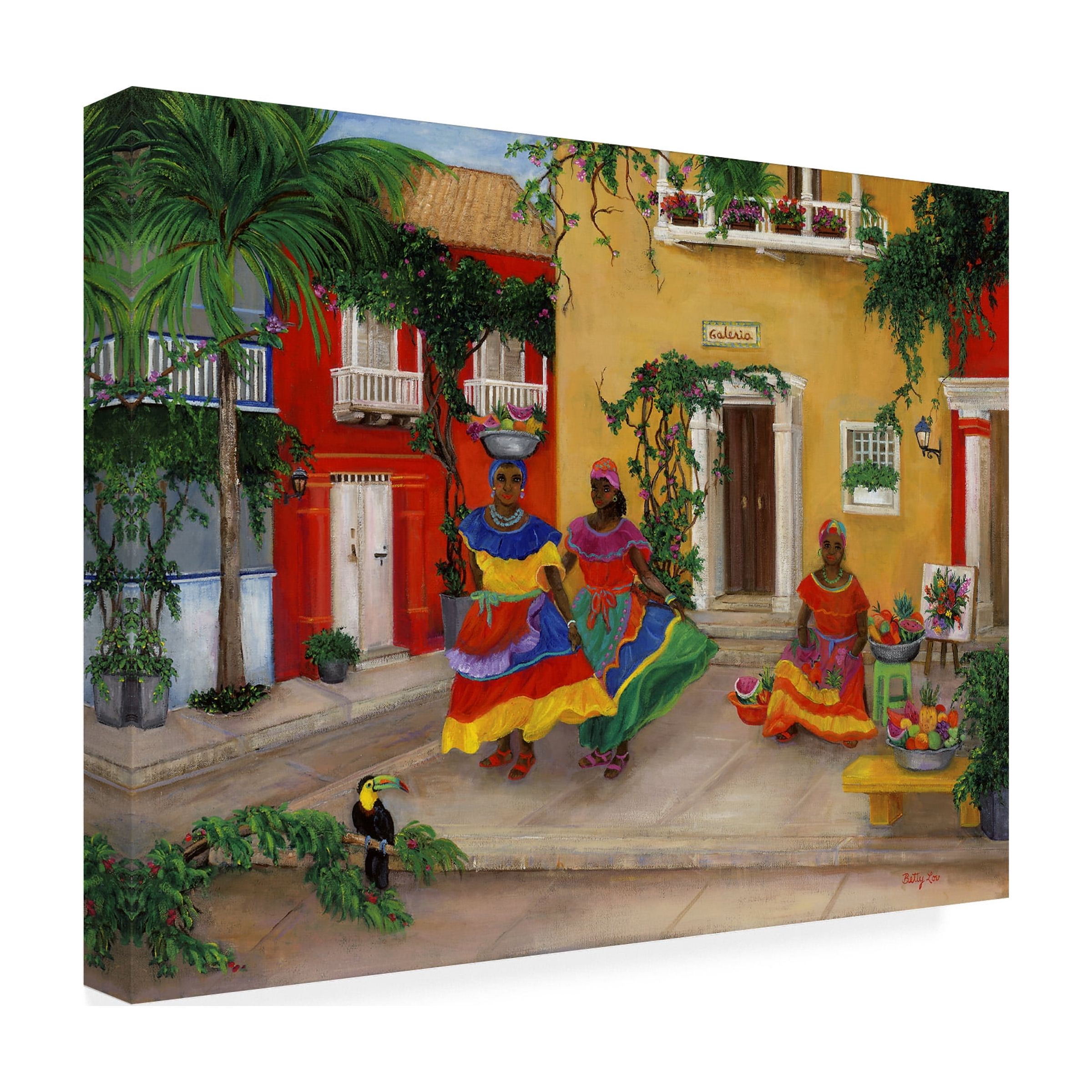 Canvas Wall Art - Betty Lou 'Caribbean Ladies' Wall Art for Living Room, Bedroom, or Office DÃ©cor by Trademark Fine Art - 47 x 35 Inches