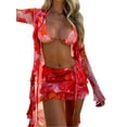 thumbnail image 6 of Coduop Women 3 Piece Swimsuits,Halter Triangle Bikini Set Bathing Suit with Cover Up Kimono, 6 of 8
