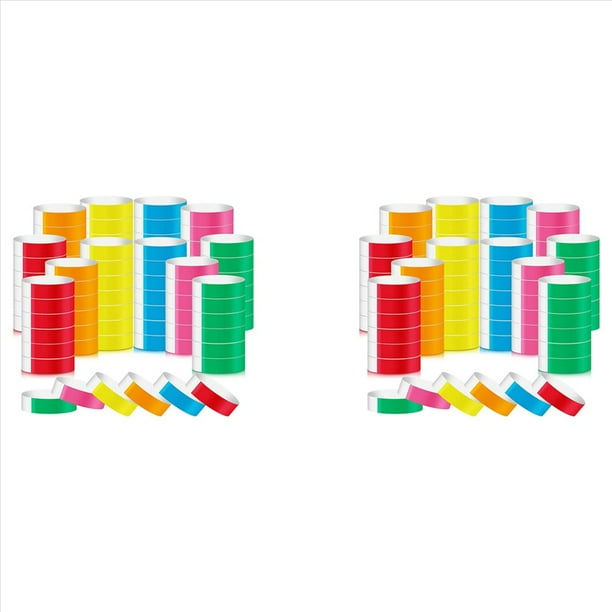 2400 Piezas Coloreadas para Eventos MuñEqueras Pulseras de Papel Brazaletes Impermeables para Eventos Adhesivo Personalizado para Fiesta