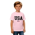 thumbnail image 4 of Ruiwill Big Boy Tshirts 4Th Of July Usa Flag Print Crew Neck Short Sleeve Tees Summer Breathable Independence Day Kids Tshirts Size 12-13 Years Pink, 4 of 4