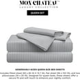 thumbnail image 3 of Mon Chateau Whisper Sheet Set, 4-Piece Soft Microfiber Sheets in White & Cool Grey Print for Queen Beds, Includes Fitted Sheet, Flat Sheet & 2 Pillow Cases, Everyday Comfort and Style, Grey Stripe, 3 of 5
